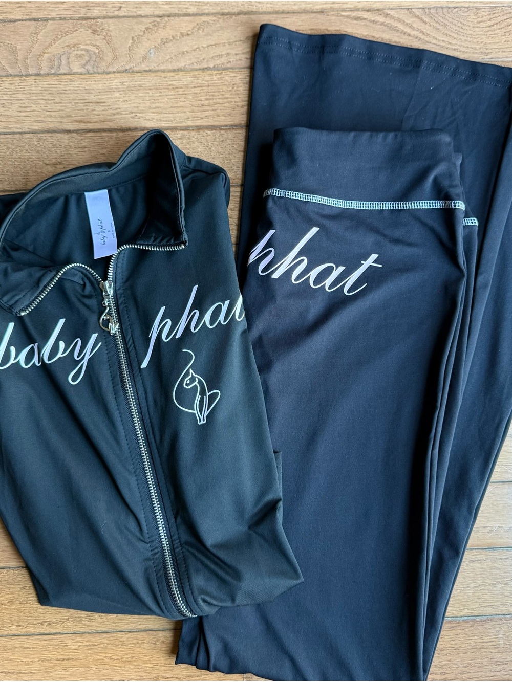 Baby Phat Black 2 Piece Track Set Jacket Flare Pants Y2K NWT S